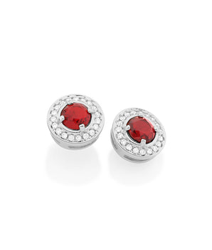 RHODIUM PLATED EARRING WITH CRYSTAL AND ZIRCONIA