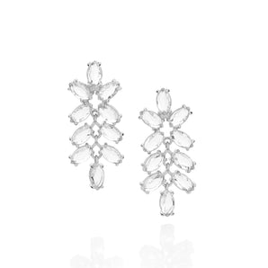 RHODIUM PLATED EARRING WITH CRYSTAL