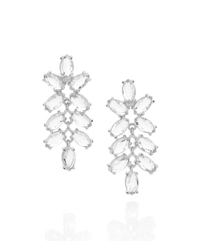 RHODIUM PLATED EARRING WITH CRYSTAL