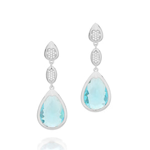 RHODIUM PLATED EARRING WITH CRYSTAL AND ZIRCONIA