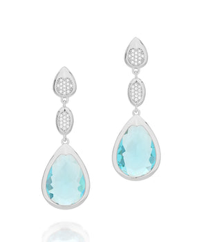 RHODIUM PLATED EARRING WITH CRYSTAL AND ZIRCONIA