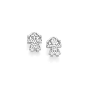 RHODIUM PLATED EARRING WITH ZIRCONIA