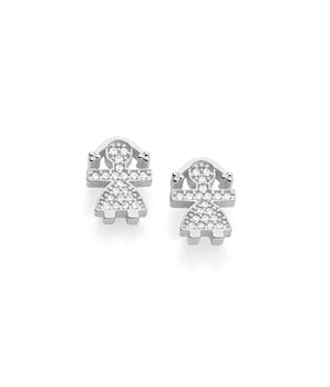 RHODIUM PLATED EARRING WITH ZIRCONIA
