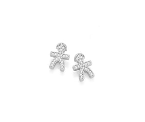 RHODIUM PLATED EARRING WITH ZIRCONIA