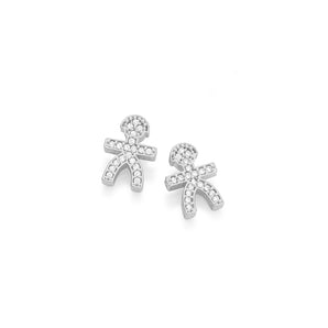 RHODIUM PLATED EARRING WITH ZIRCONIA