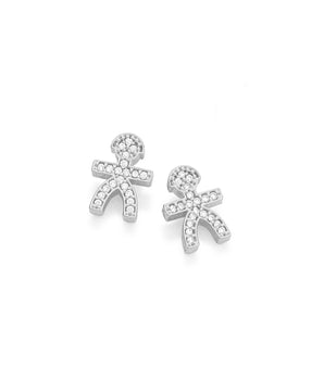 RHODIUM PLATED EARRING WITH ZIRCONIA