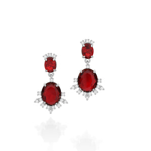RHODIUM PLATED EARRING WITH CRYSTAL AND ZIRCONIA