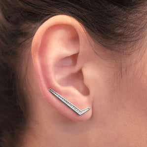 RHODIUM PLATED EARRING WITH ZIRCONIA