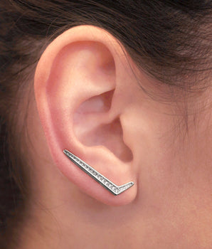 RHODIUM PLATED EARRING WITH ZIRCONIA