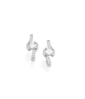 RHODIUM PLATED EARRING WITH ZIRCONIA