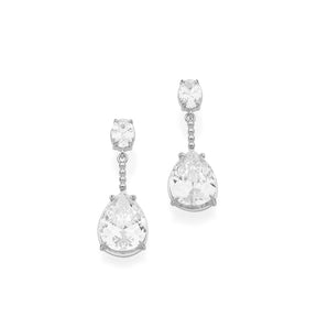 RHODIUM PLATED EARRING WITH ZIRCONIA