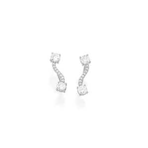 RHODIUM PLATED EARRING WITH ZIRCONIA