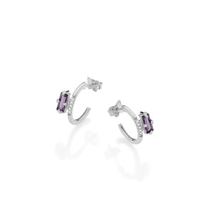 RHODIUM PLATED EARRING WITH CRYSTAL AND ZIRCONIA