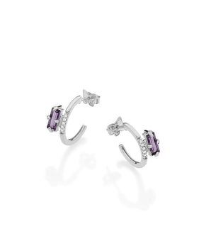 RHODIUM PLATED EARRING WITH CRYSTAL AND ZIRCONIA