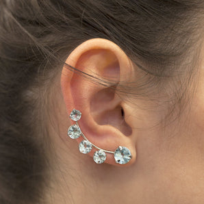 RHODIUM PLATED EARRING WITH CRYSTAL