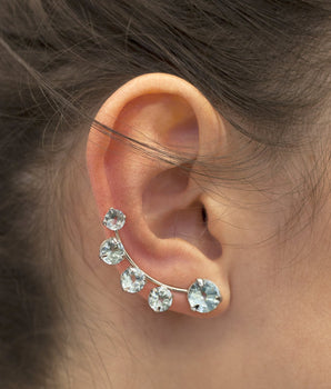 RHODIUM PLATED EARRING WITH CRYSTAL