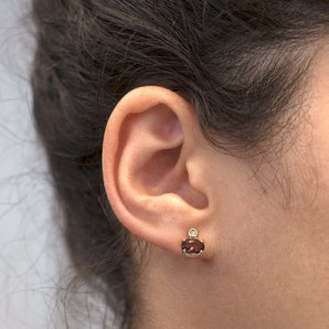 RHODIUM PLATED EARRING WITH CRYSTAL AND ZIRCONIA