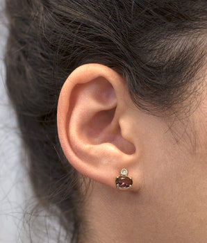RHODIUM PLATED EARRING WITH CRYSTAL AND ZIRCONIA
