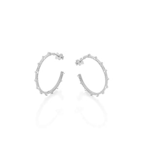 RHODIUM PLATED EARRING WITH ZIRCONIA