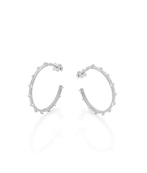 RHODIUM PLATED EARRING WITH ZIRCONIA