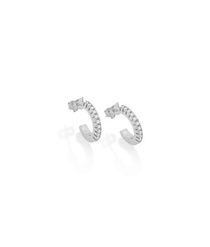 RHODIUM PLATED EARRING WITH ZIRCONIA
