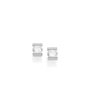 RHODIUM PLATED EARRING WITH ZIRCONIA