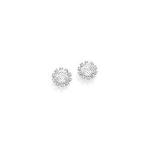 RHODIUM PLATED EARRING WITH ZIRCONIA