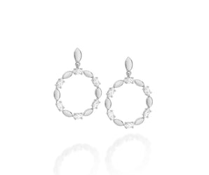 RHODIUM PLATED EARRING WITH ZIRCONIA
