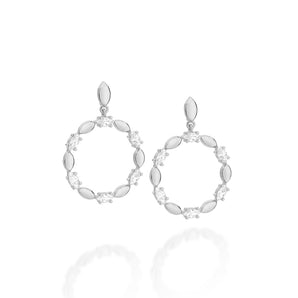 RHODIUM PLATED EARRING WITH ZIRCONIA