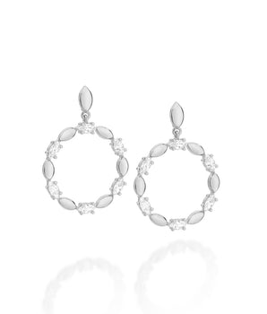 RHODIUM PLATED EARRING WITH ZIRCONIA