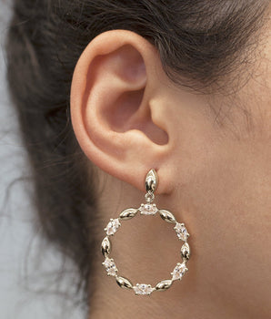 RHODIUM PLATED EARRING WITH ZIRCONIA