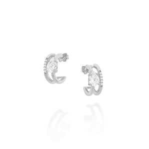 RHODIUM PLATED EARRING WITH ZIRCONIA