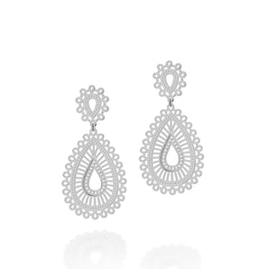 RHODIUM PLATED EARRING WITH ZIRCONIA