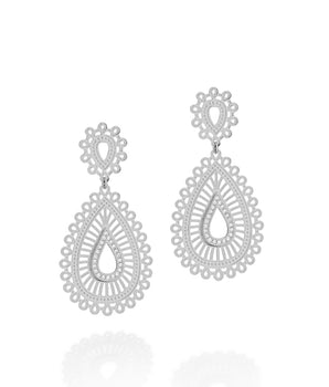 RHODIUM PLATED EARRING WITH ZIRCONIA