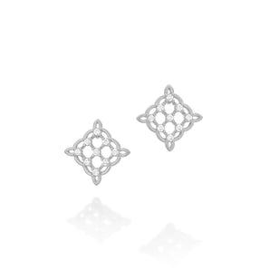 RHODIUM PLATED EARRING WITH ZIR