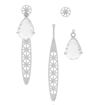 RHODIUM PLATED EARRING WITH CRISTAL