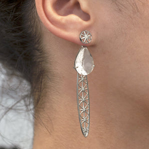 RHODIUM PLATED EARRING WITH CRISTAL