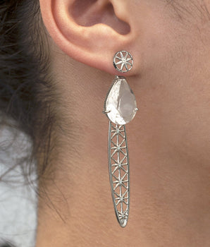 RHODIUM PLATED EARRING WITH CRISTAL