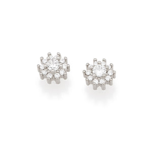 RHODIUM PLATED EARRING WITH ZIRCONIA