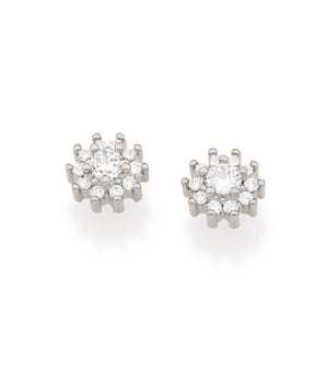 RHODIUM PLATED EARRING WITH ZIRCONIA