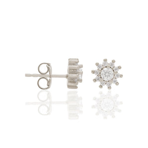 RHODIUM PLATED EARRING WITH ZIRCONIA