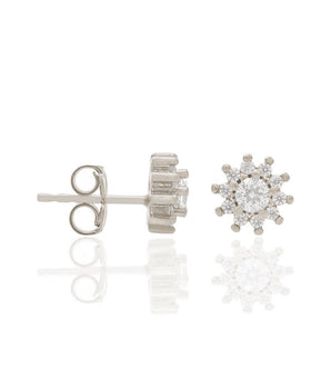 RHODIUM PLATED EARRING WITH ZIRCONIA