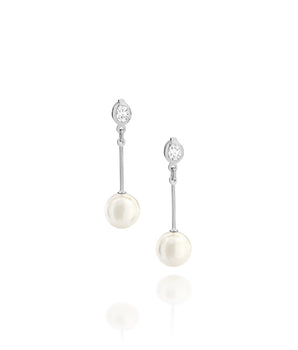 GOLD EARRING WITH ZIR AND PEARLS