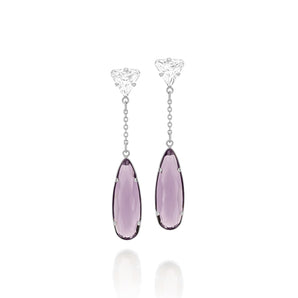 RHODIUM PLATED EARRING WITH ZIR AND CRISTALS