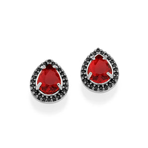 RHODIUM PLATED EARRING WITH ZIR BLACK, APLICATION RHODIUM BLACK AND CRISTALS