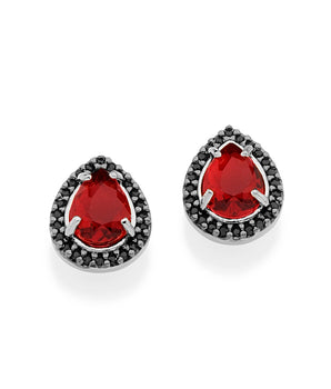 RHODIUM PLATED EARRING WITH ZIR BLACK, APLICATION RHODIUM BLACK AND CRISTALS