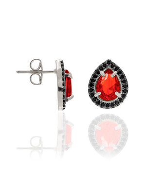 RHODIUM PLATED EARRING WITH ZIR BLACK, APLICATION RHODIUM BLACK AND CRISTALS