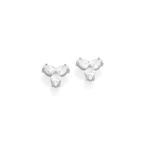 RHODIUM PLATED EARRING WITH ZIRCONIA