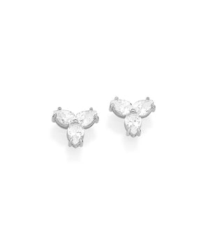RHODIUM PLATED EARRING WITH ZIRCONIA