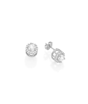 RHODIUM PLATED EARRING WITH ZIRCONIA